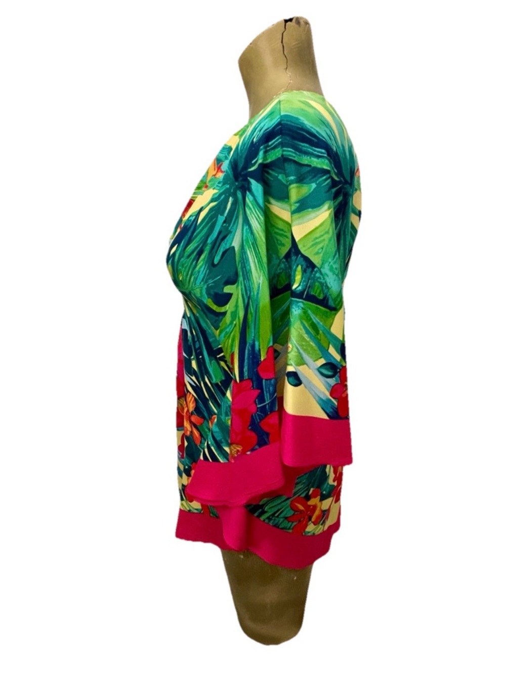 CACHE Tropical Uni Sleeve SILK Blend BLOUSE Size Small - Picture 4 of 9